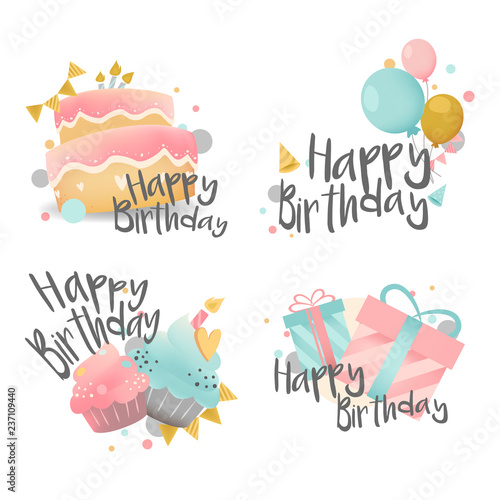 Set of birthday wishes design vector