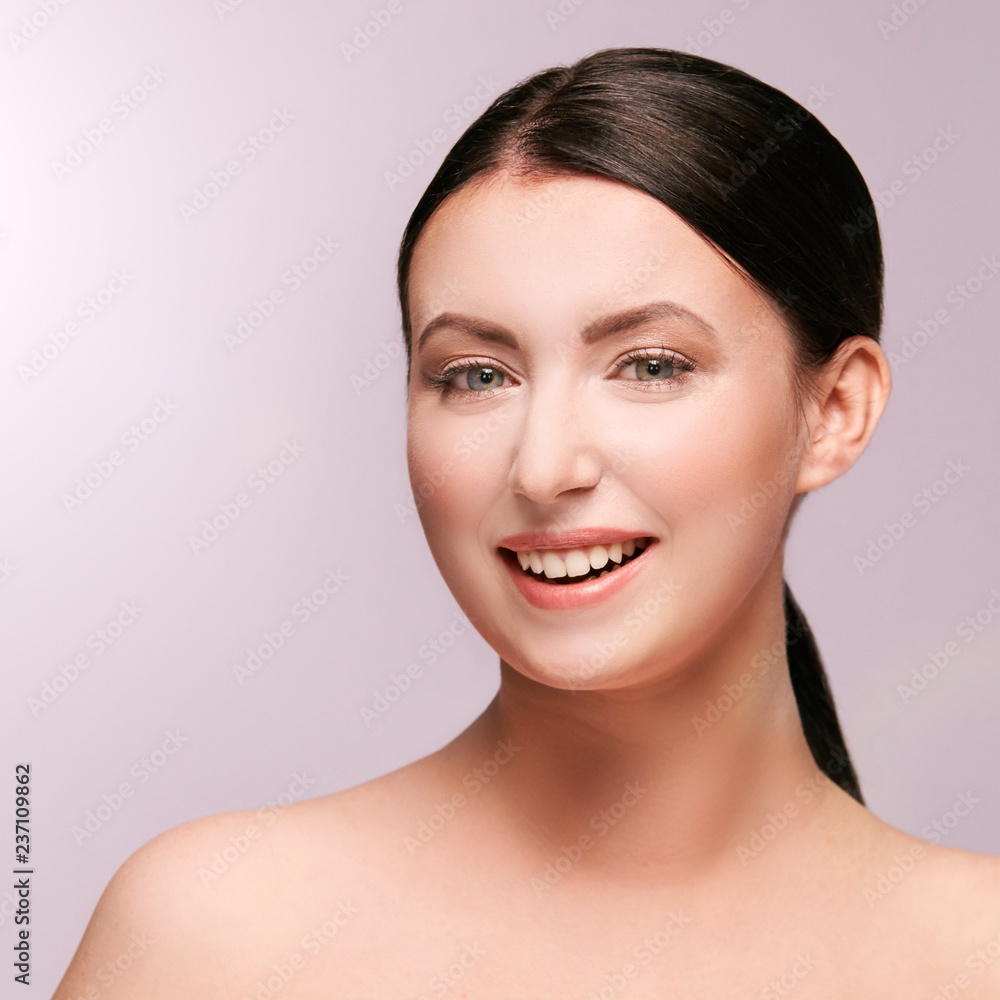 Beauty natural portrait with hand. Cosmetology skin care. Young female Beauty natural portrait with hand. Cosmetology skin care. Young female