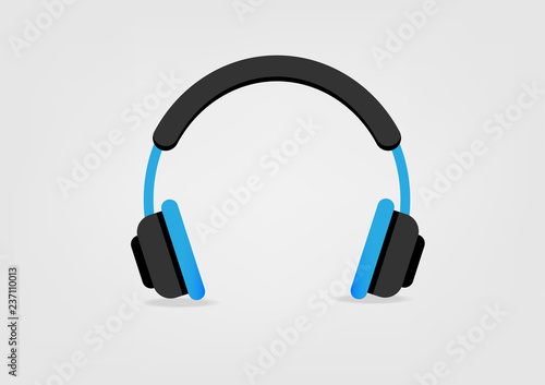 Blue headphones icon, Music vector