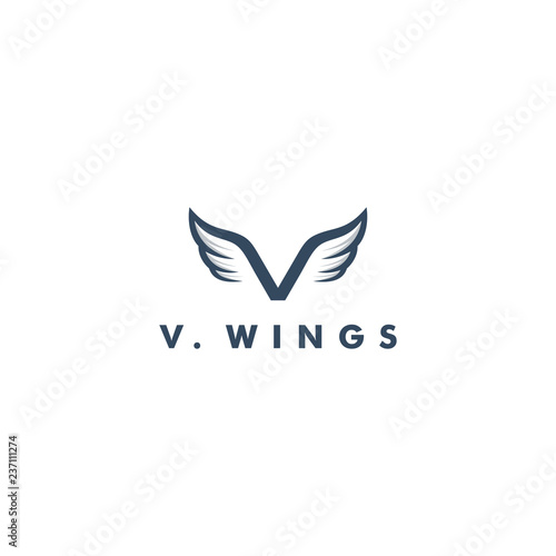 V Letter logo template, wing icon symbol design vector illustration