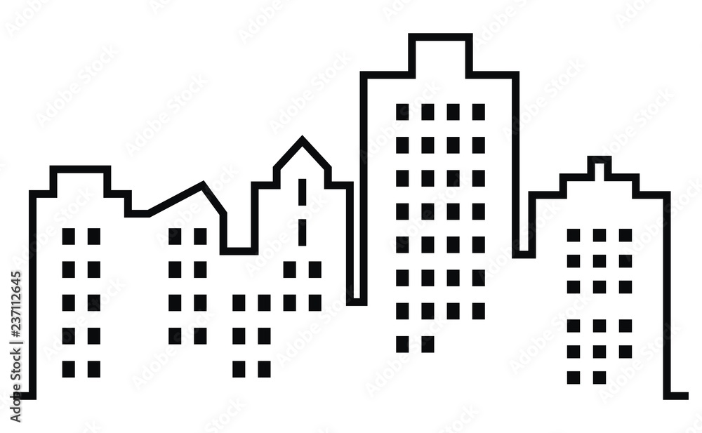 Silhouette of town, vector icon