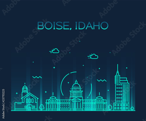 Boise Idaho skyline USA vector linear style city