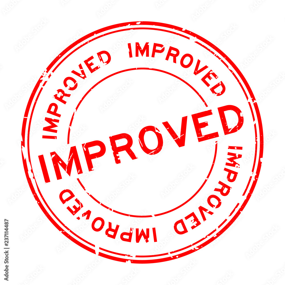 Grunge red improved word round rubber seal stamp on white background Grunge red improved word round rubber seal stamp on white background