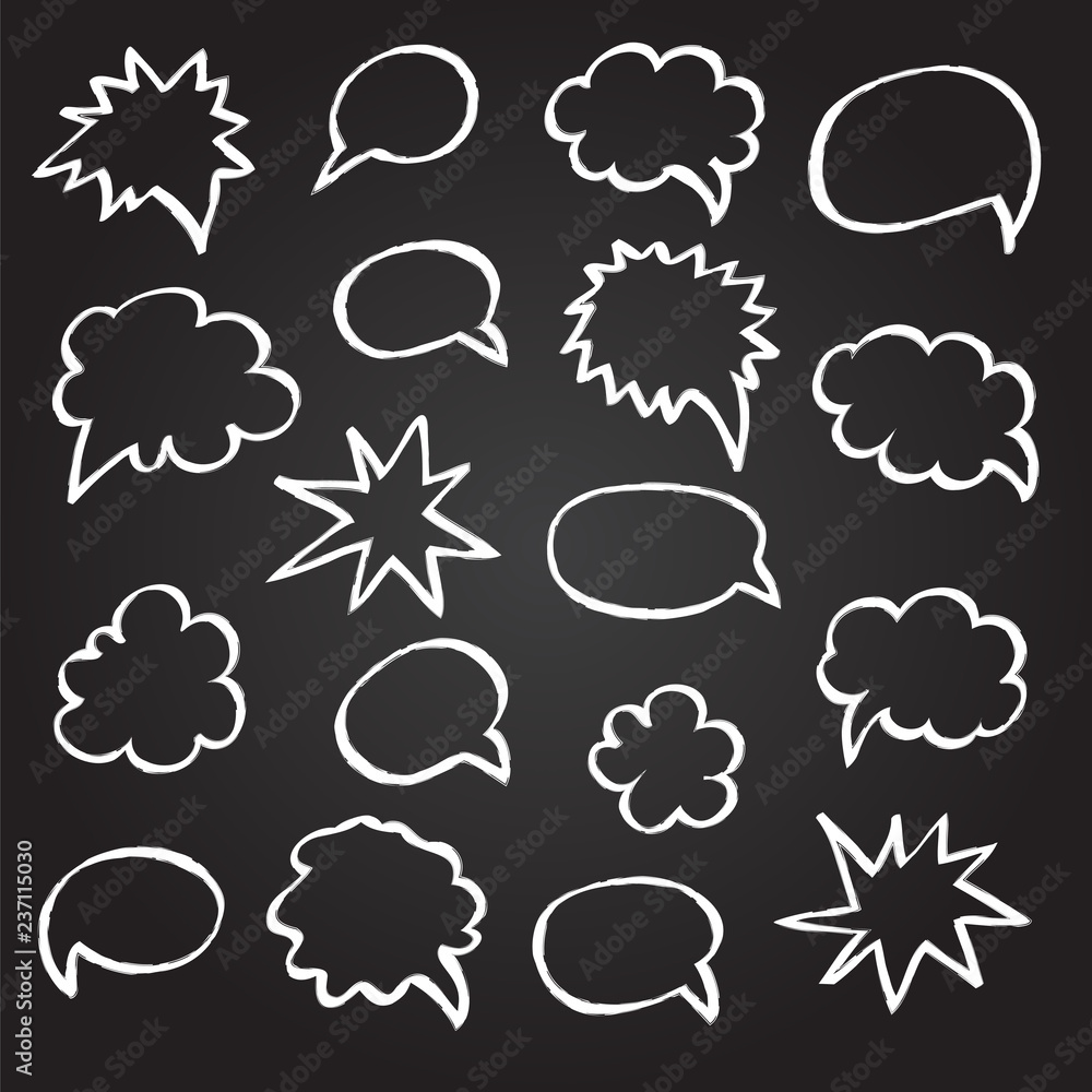 Hand drawn speech bubbles. Chalk design. Vector illustration Hand drawn speech bubbles. Chalk design. Vector illustration