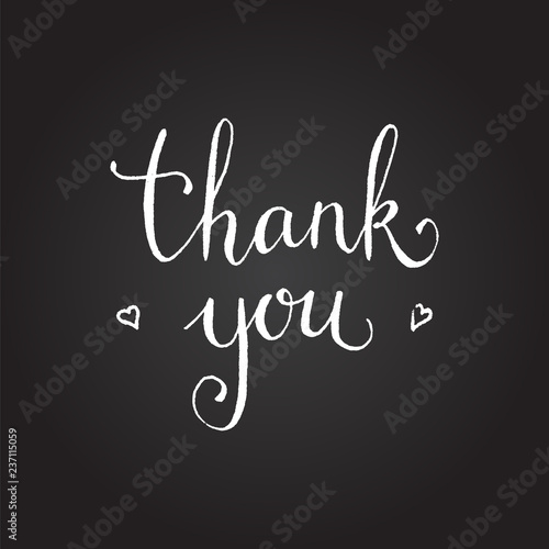 Thank You Card. Hand drawn chalk lettering. Vector illustration.