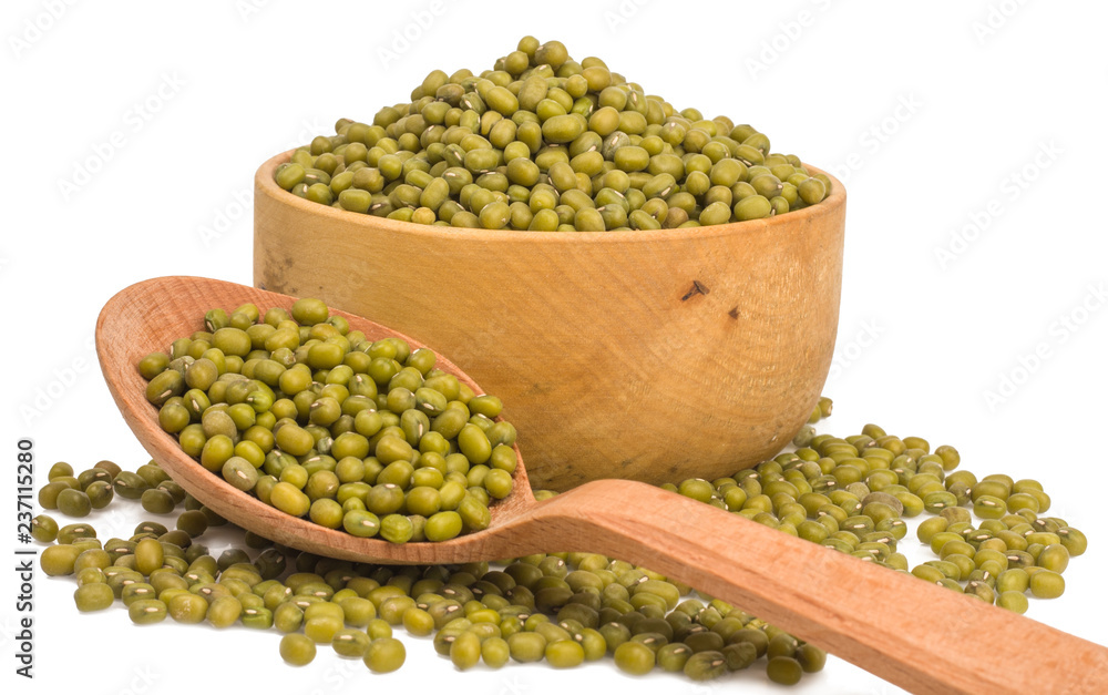 grain of mung bean in cup isolated on white background grain of mung bean in cup isolated on white background