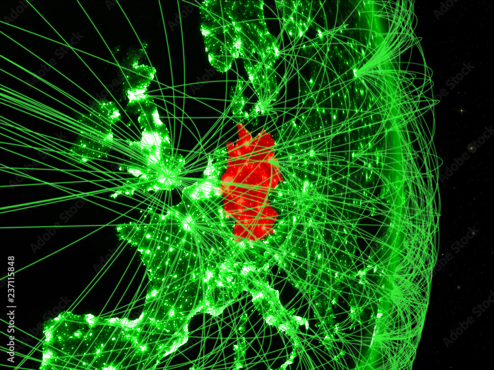 Germany on green planet Earth with network. Concept of connectivity, travel and communication. Germany on green planet Earth with network. Concept of connectivity, travel and communication.