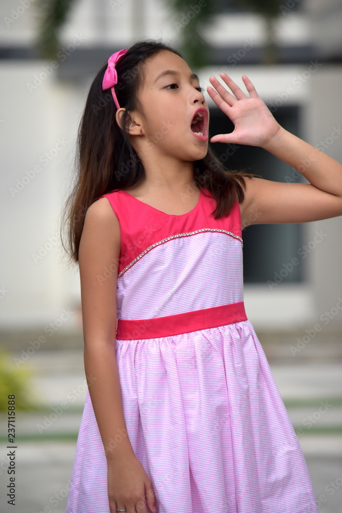 Beautiful Minority Girl Yelling Wearing Dress Beautiful Minority Girl Yelling Wearing Dress