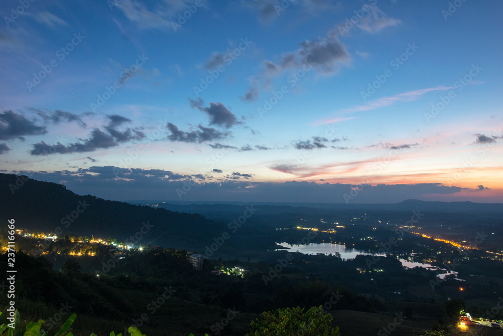 Landscape mountain with city life