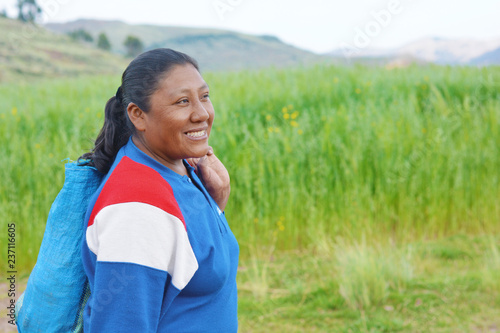 Happy native american woman in the countryside. © ruslanita