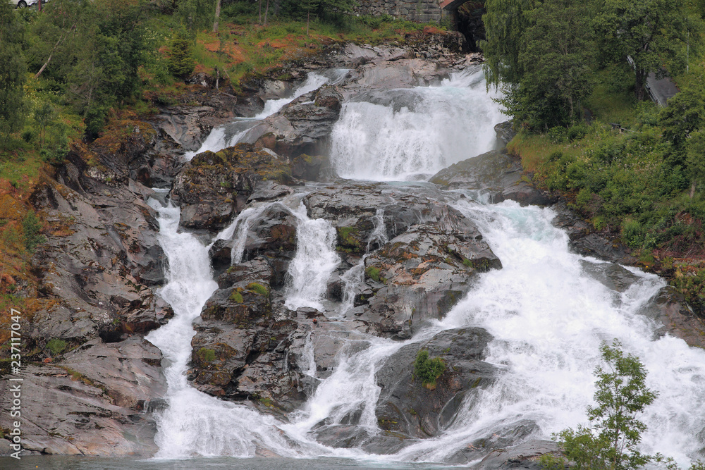 Obraz premium Falls on hillside. Hellesylt, Norway