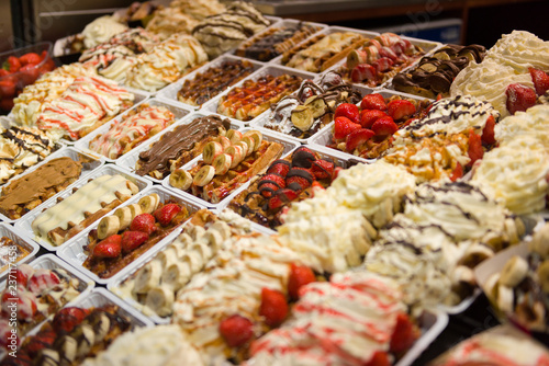 Stand selling belgian waffle in Brussels, Belgium