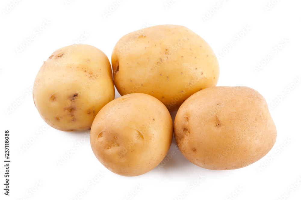 raw yellow potato isolated on white background raw yellow potato isolated on white background