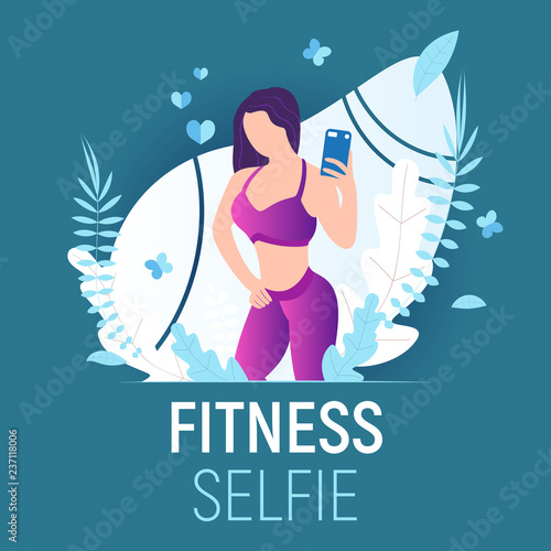Silhouette of natural female model girl or mom with fitness body who takes selfie photo her workout exercise pose for womens day on the phone