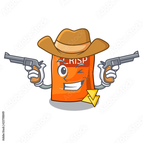 Cowboy snack food sticks chisp on cartoon