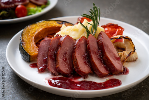 grilled duck breast with sauce