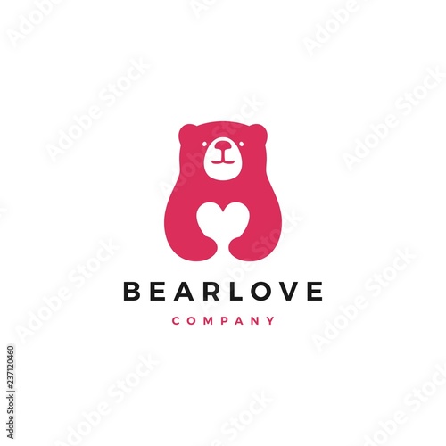 bear love logo vector icon illustration