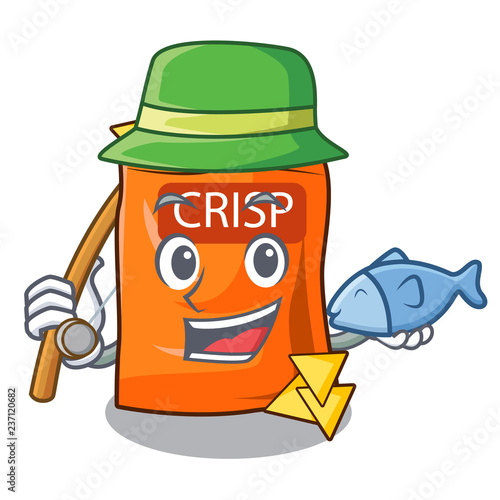 Fishing crispy chips snack on a character