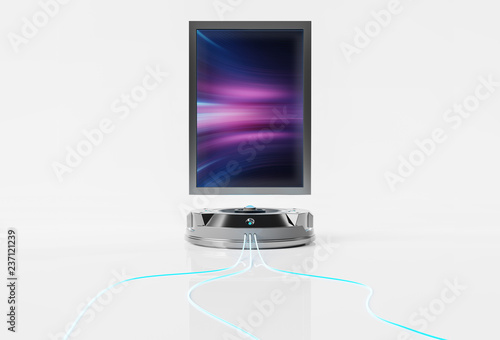 Futuristic vertical billboard mockup isolated on white 3d rendering
