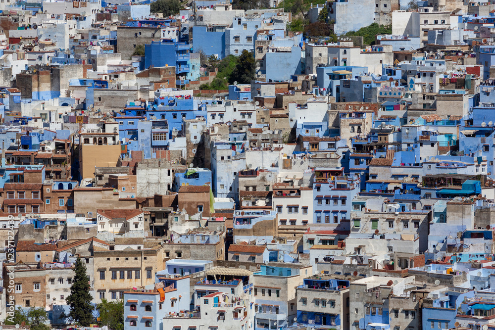 Close up Chefchaouen, Blue city of Morocco