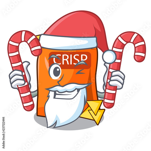 Santa with candy chips isolated on a collection mascot