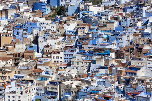 Detailed View of Chefchaouen from the hill of Jemaa Bouzafar Mosque, Morocco © Tjeerd