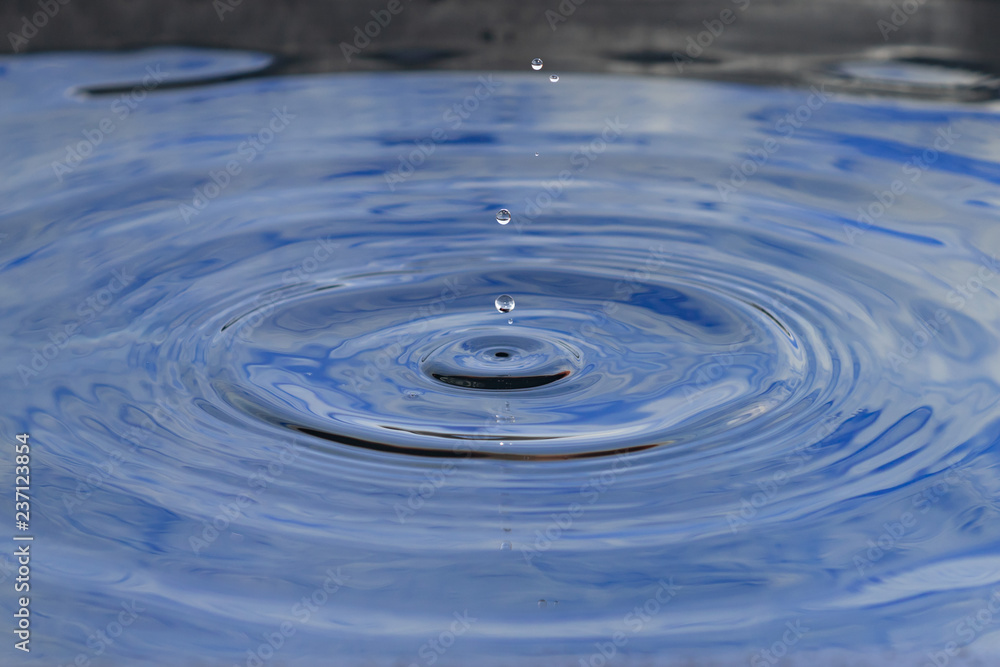 Splash of a drop hitting the surface of the water, close-up Splash of a drop hitting the surface of the water, close-up
