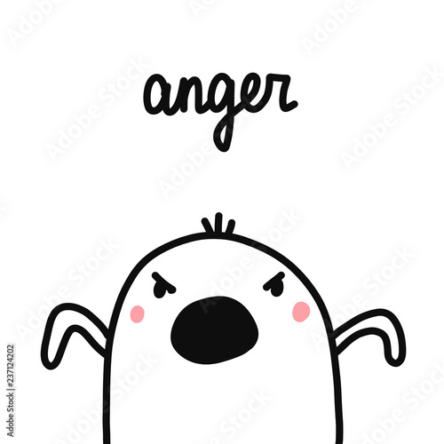 Anger hand drawn illustration with angry marshmallow for prints posters psychology articles psychotherapy seven sins of humanity project