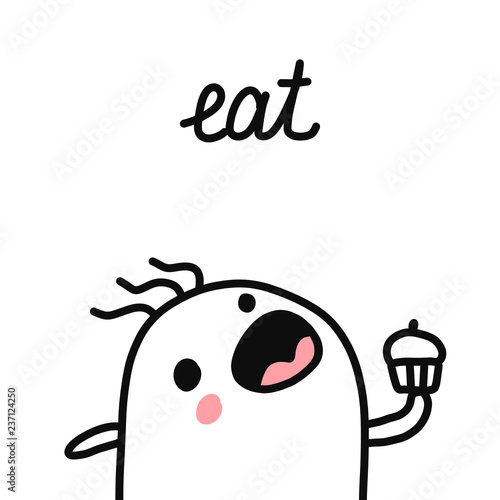 Eat hand drawn illustration with marshmallow with a cake muffin desert for prints posters t shirts food restaurants