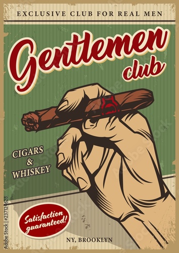 Vintage men's club colorful poster
