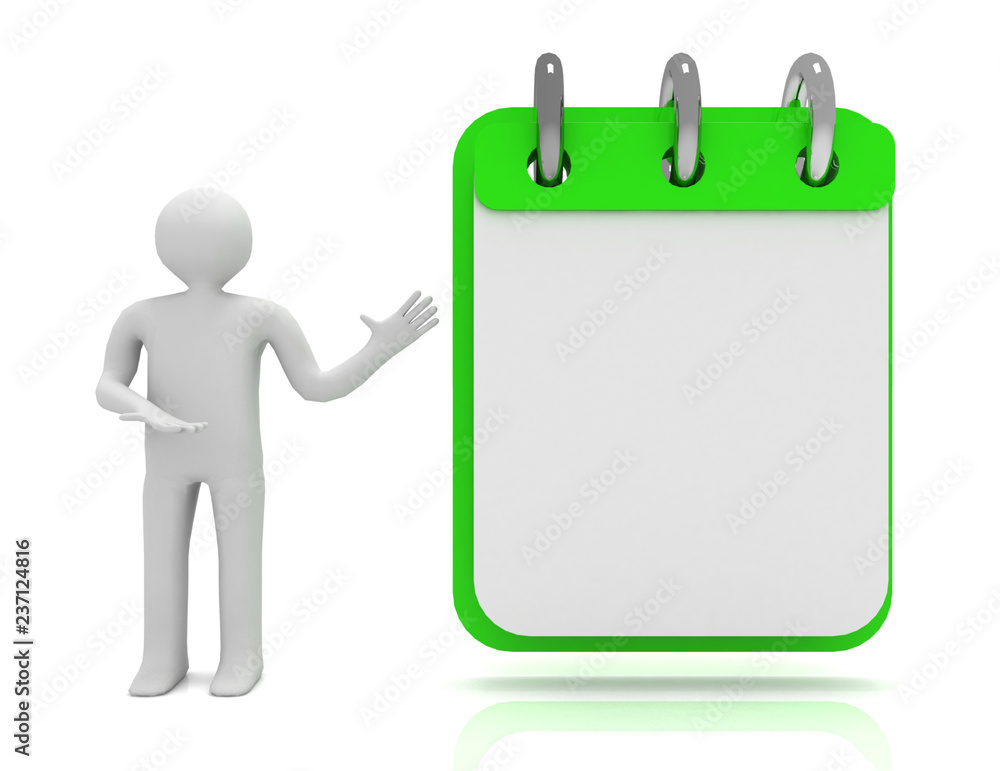 3d man calendar concept. illustration on white 3d man calendar concept. illustration on white