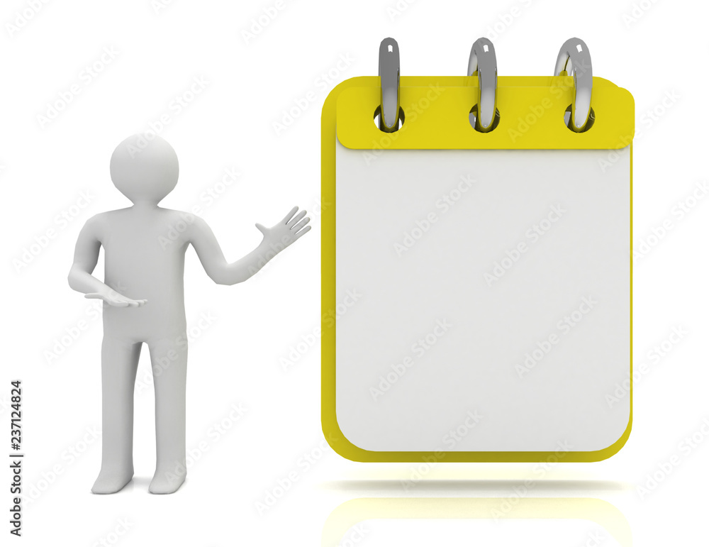 3d man calendar concept. illustration on white 3d man calendar concept. illustration on white
