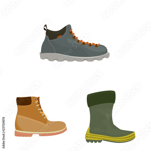 Vector design of shoe and footwear symbol. Collection of shoe and foot stock vector illustration.