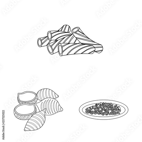 Vector design of pasta and carbohydrate icon. Collection of pasta and macaroni stock symbol for web.