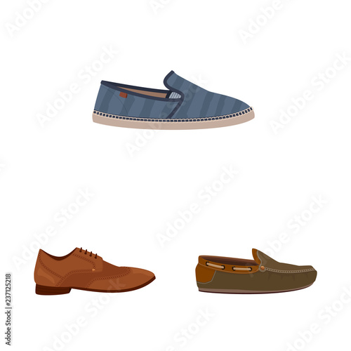 Vector design of shoe and footwear icon. Set of shoe and foot vector icon for stock.