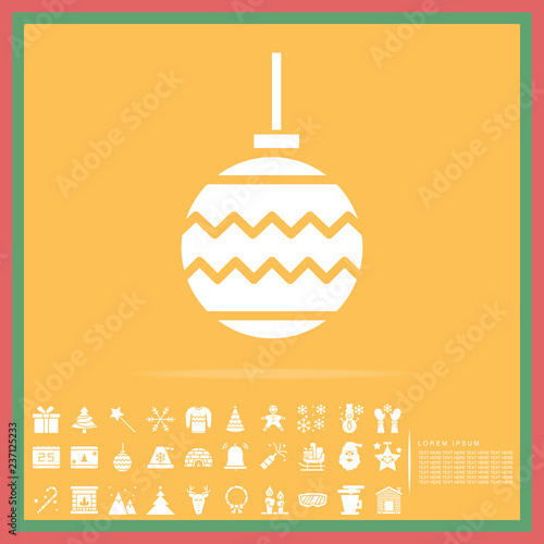 Christmas baubles decoration solid icon set, vector, illustration