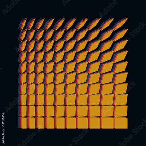 graphic squares wave pattern in fire shades