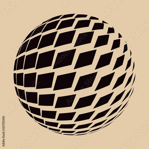 graphic sphere with wave of square pattern in ivory black