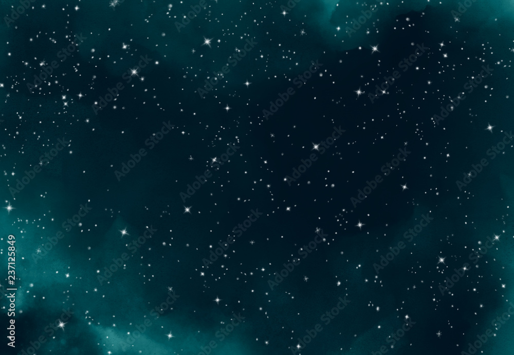 Fototapeta premium Star field in galaxy space with nebula, abstract watercolor digital art painting for texture background