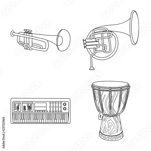 Isolated object of music and tune symbol. Collection of music and tool vector icon for stock.