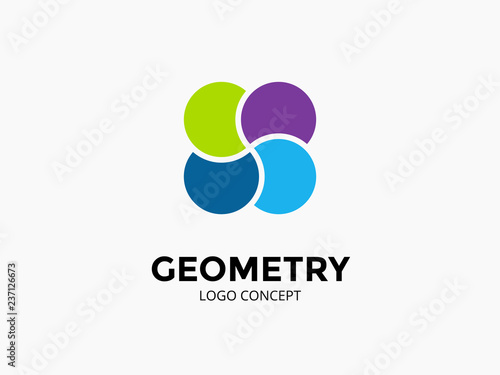 4 circles logo template. Modern vector abstract circle creative sign or symbol. Design geometric element