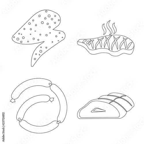 Vector design of meat and ham symbol. Collection of meat and cooking stock vector illustration.