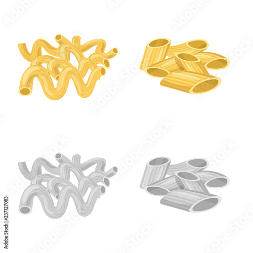Isolated object of pasta and carbohydrate sign. Collection of pasta and macaroni stock vector illustration.