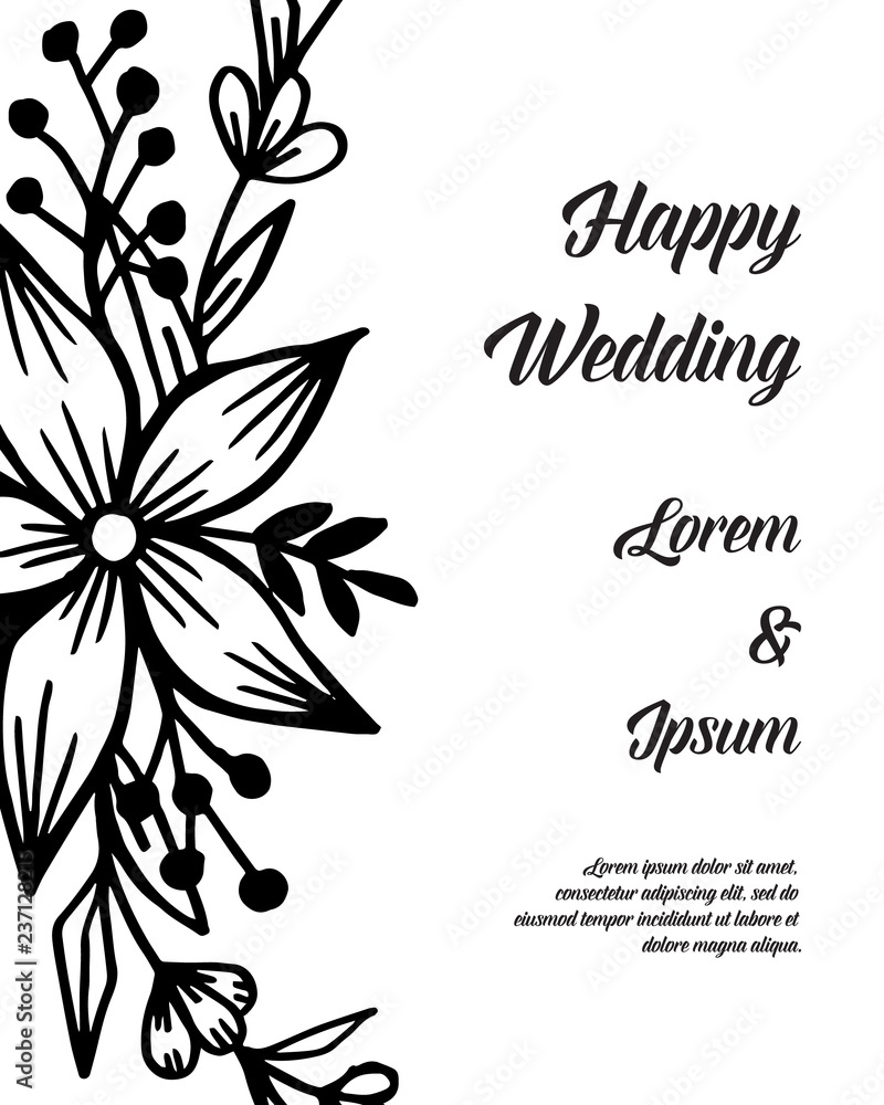 romantic flowers for wedding invitation vector illustration