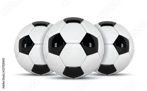 Realistic soccer ball or football ball on white background. 3d Style  Ball isolated on white background.