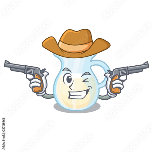Cowboy natural milk jug in a cartoon
