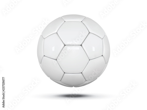 White leather ball. Soccer ball on white background. Football 3d ball