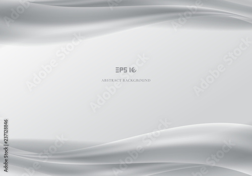 Template header and footers abstract white waves smooth gray background.