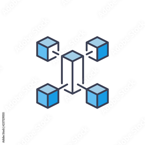 Blockchain cryptocurrency blue creative vector icon or design element on white background