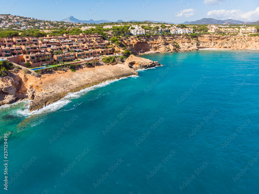 Aerial view, Spain, Balearic Islands, Mallorca, Santa Ponca area, El Toro, luxury marina Port Adriano